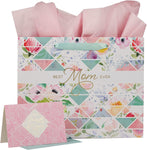 Christian Art Gifts Faith-Based Landscape Gift Bag W/Card & Tissue Paper Set for Mothers: Best Mom Ever - Multicolor