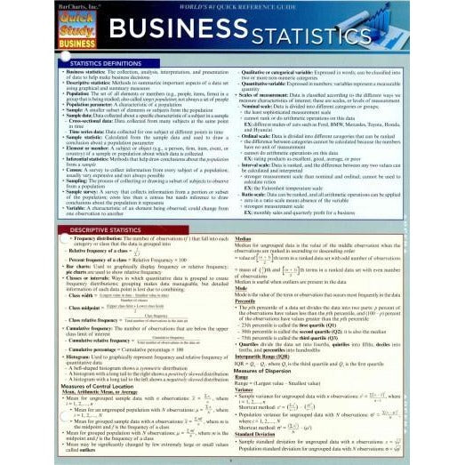 Business Statistics (Quick Study Business)