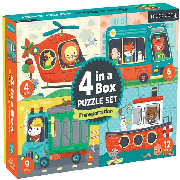 Transportation 4-In-A-Box Puzzle Set