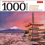 Mount Fuji Japan Jigsaw Puzzle - 1,000 Pieces: Snowcapped Mount Fuji and Chureito Pagoda in Springtime (Finished Size 24 in X 18 In)